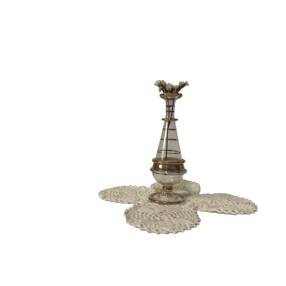 Mini Small Vase Glass Oil Dropper with Gold Trims - Picture 3 of 12